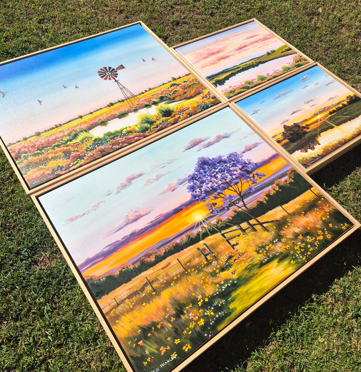 EMBELLISED CANVAS PRINT "Galahs on Dusk" 80x65cm