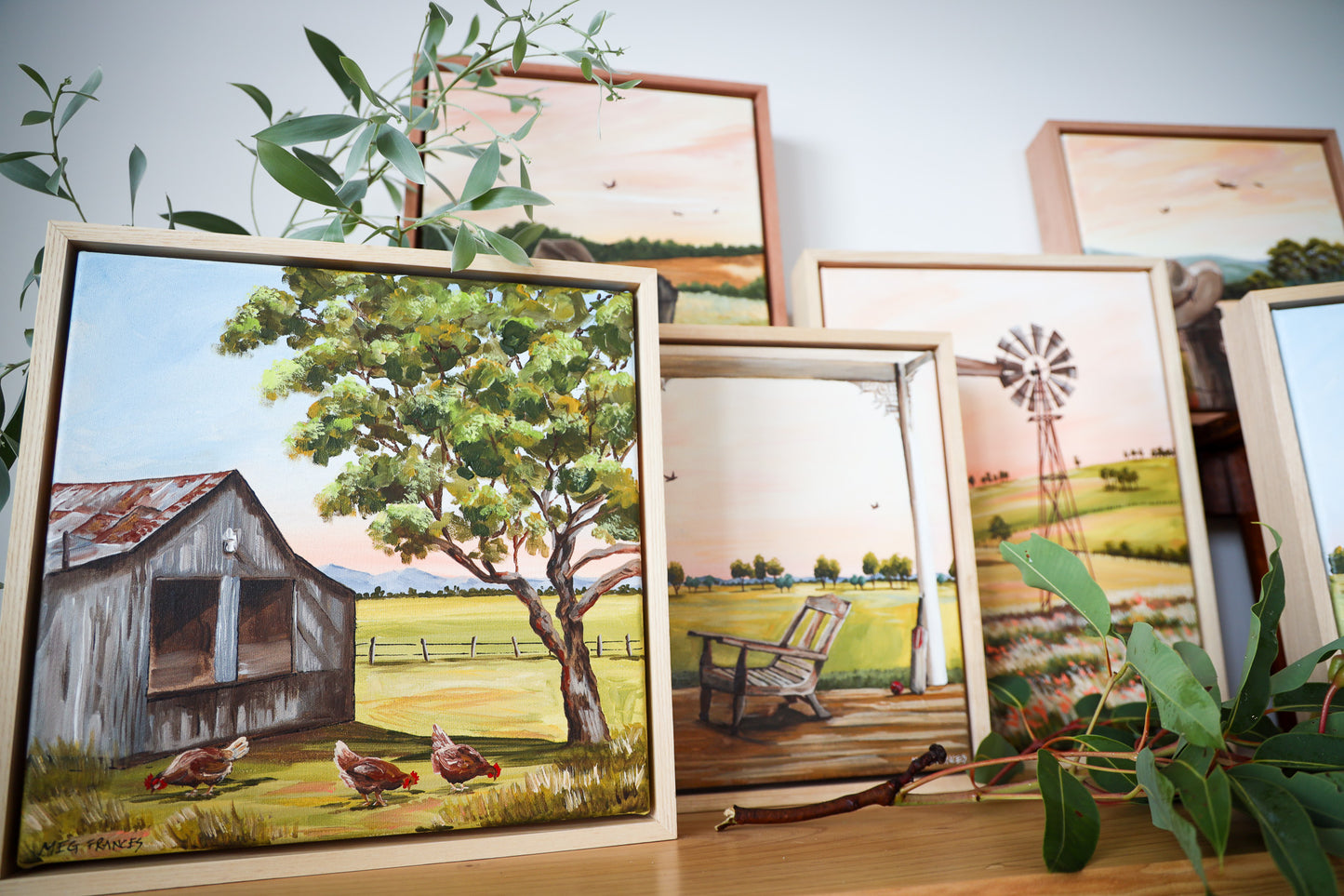 'The Girls by the Shed' cotton rag print