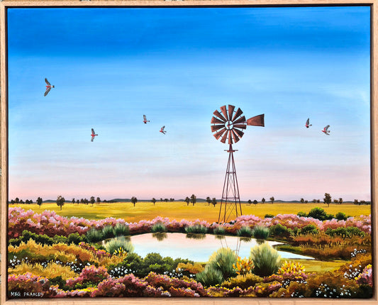 "Galahs on Dusk" 79x64cm