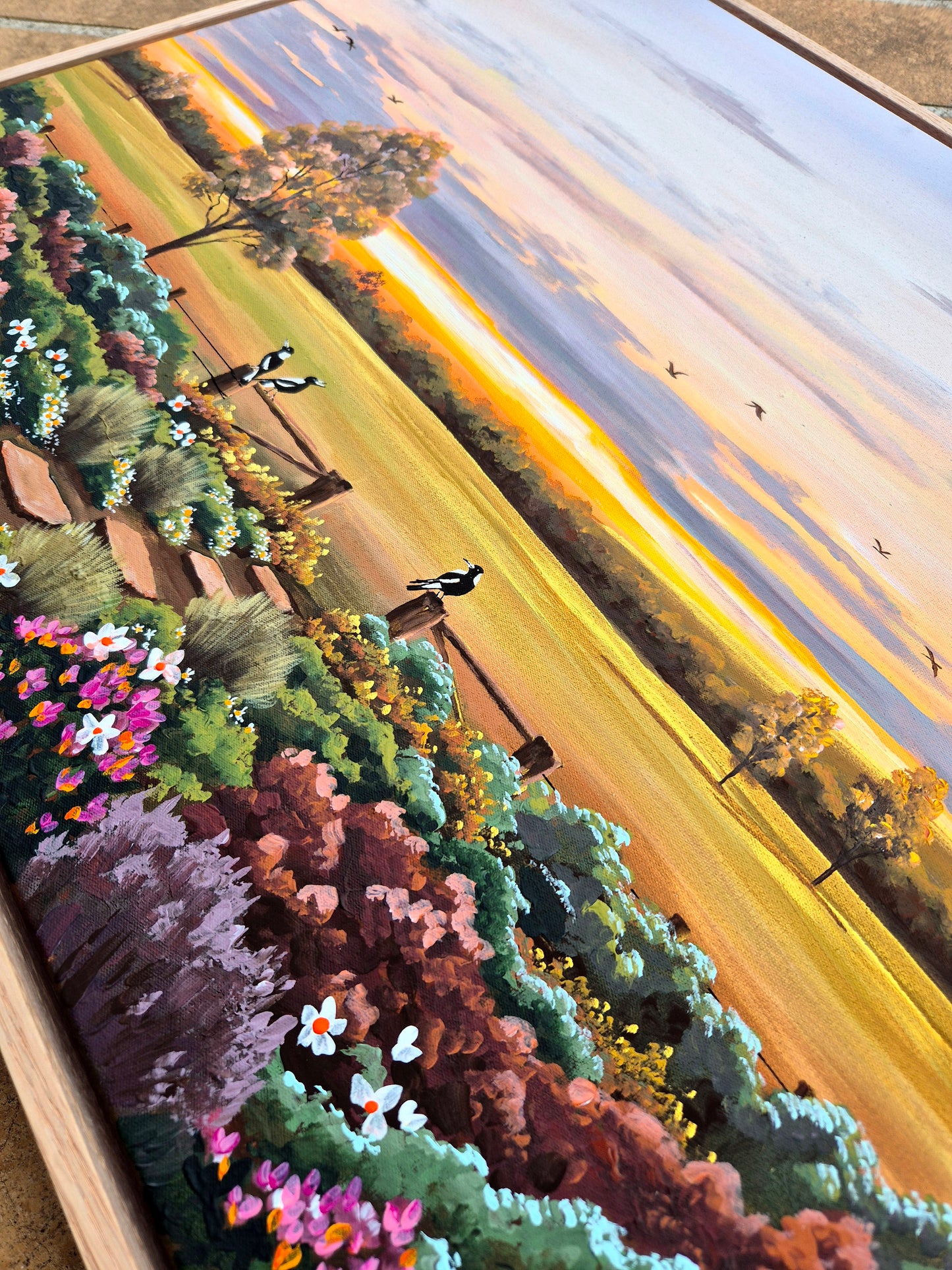 "Magpies at the Gate" 63x53cm