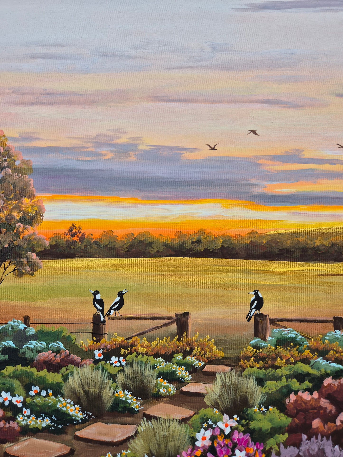 "Magpies at the Gate" 63x53cm