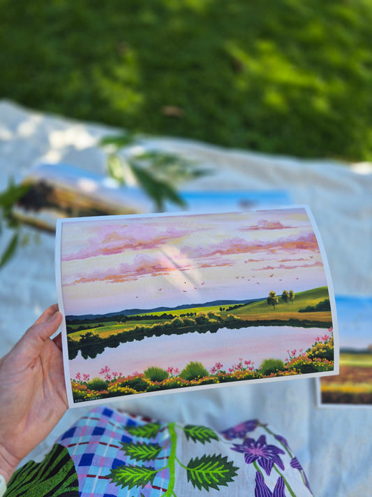 ''Peachy Skies" print