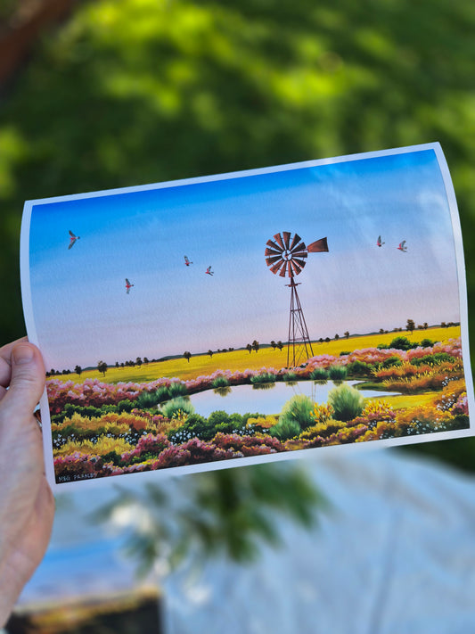 ''Galahs on Dusk" print