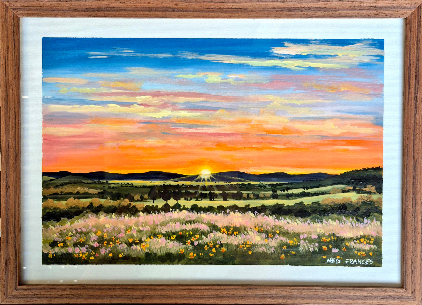 "Sunset Stilled" A3 Original on paper (framed)