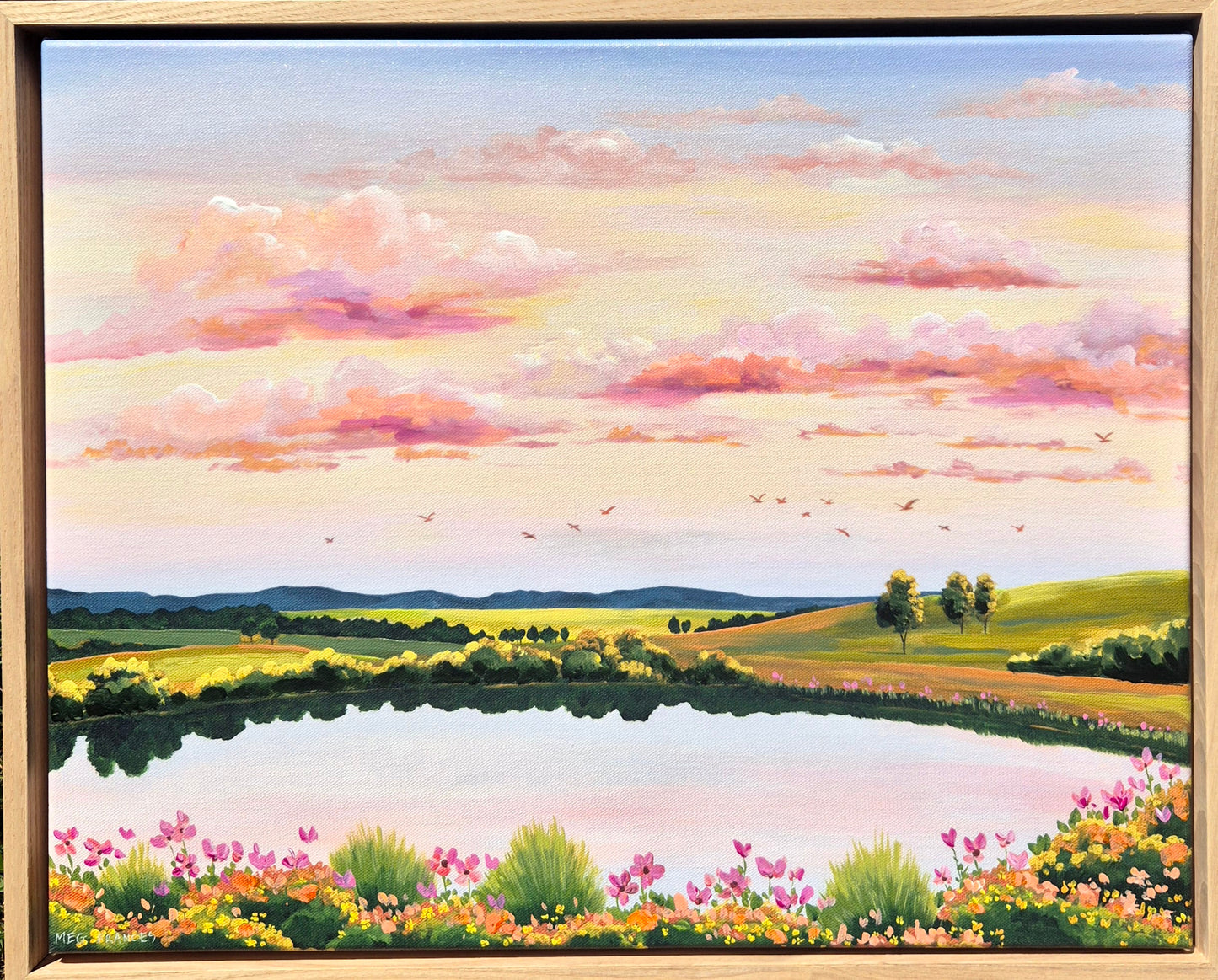 EMBELLISED CANVAS PRINT "Peachy Skies" 50x40cm