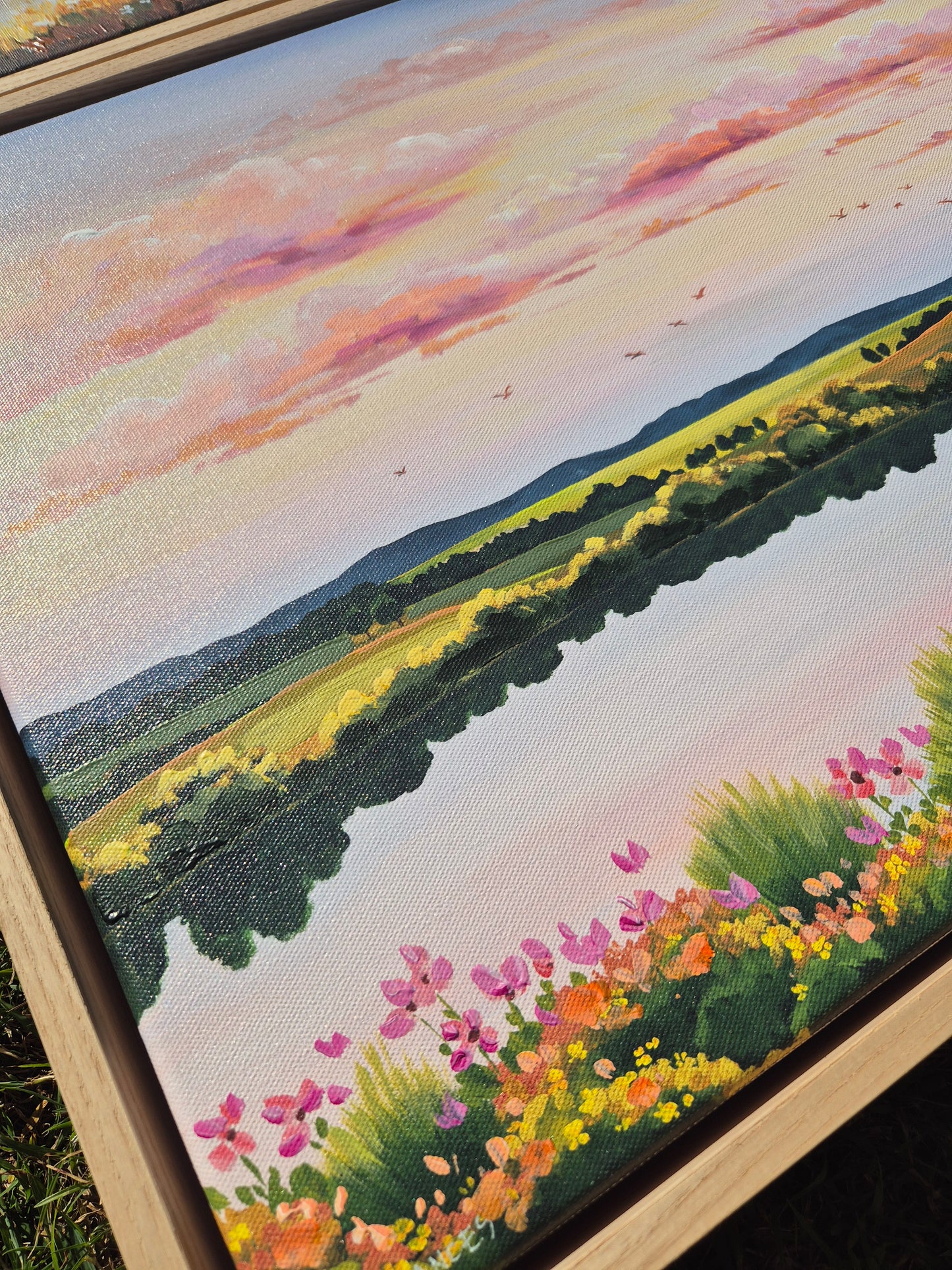 EMBELLISED CANVAS PRINT "Peachy Skies" 50x40cm