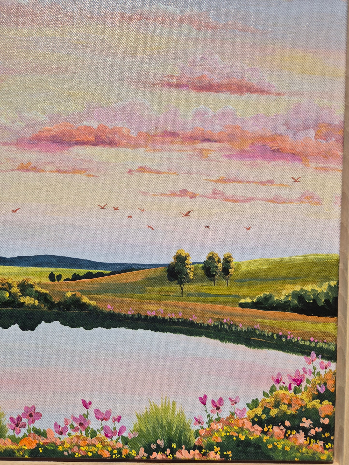 EMBELLISED CANVAS PRINT "Peachy Skies" 50x40cm